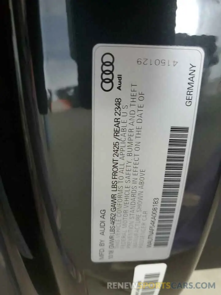 12 fotografías del automóvil dañado WAUTNAF54KA008183 AUDI A5 2019