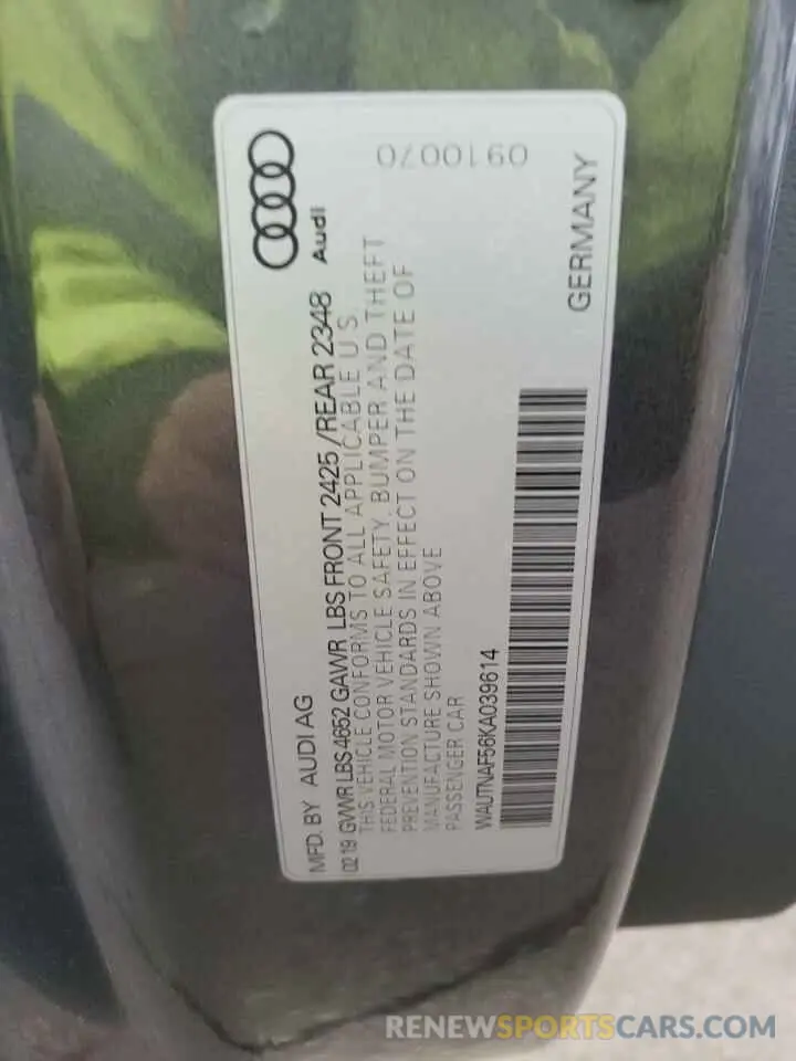 13 fotografías del automóvil dañado WAUTNAF56KA039614 AUDI A5 2019