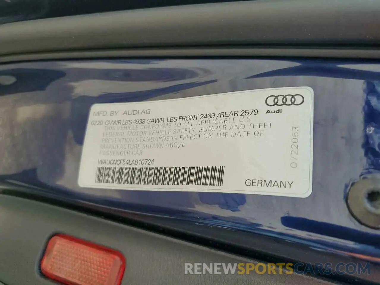 13 fotografías del automóvil dañado WAUCNCF54LA010724 AUDI A5 2020