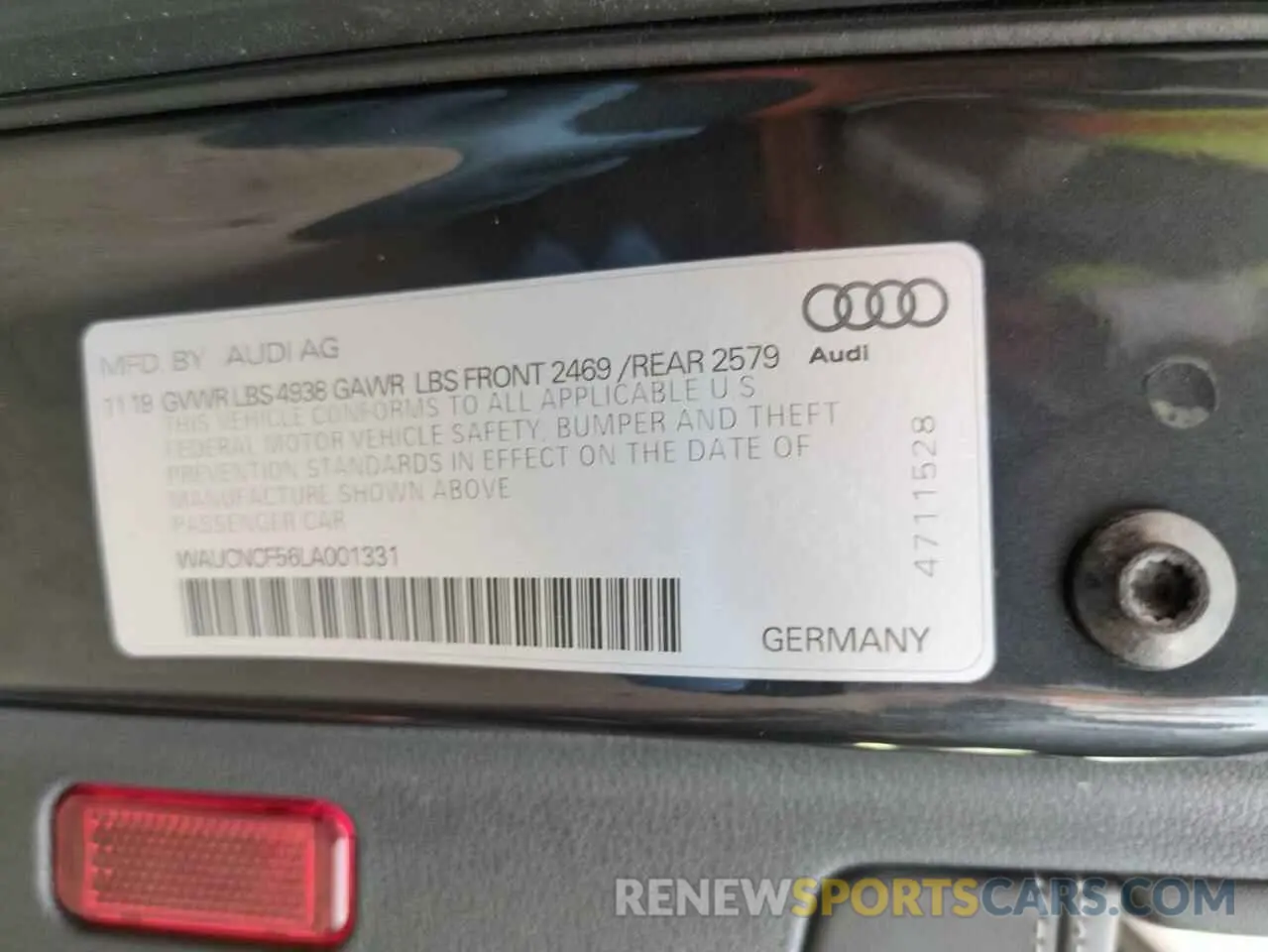 13 fotografías del automóvil dañado WAUCNCF56LA001331 AUDI A5 2020