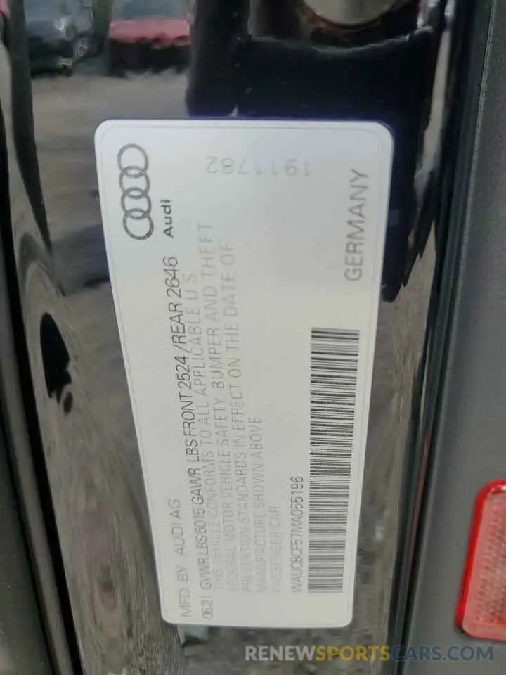 12 fotografías del automóvil dañado WAUCBCF57MA055196 AUDI A5 2021