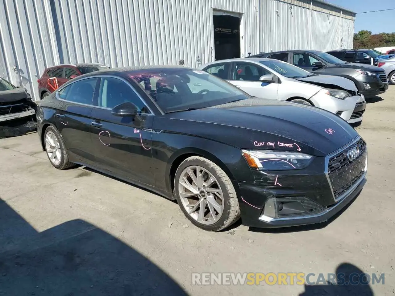 4 fotografías del automóvil dañado WAUCBCF57MA062178 AUDI A5 2021