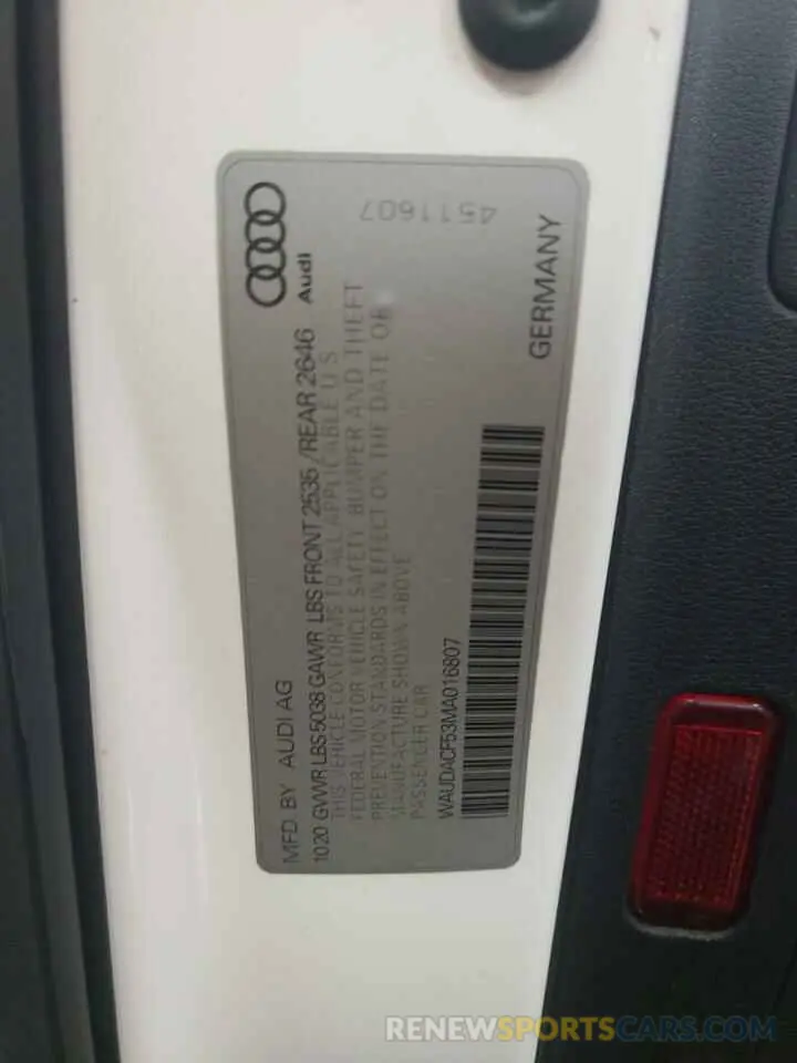 12 fotografías del automóvil dañado WAUDACF53MA016807 AUDI A5 2021