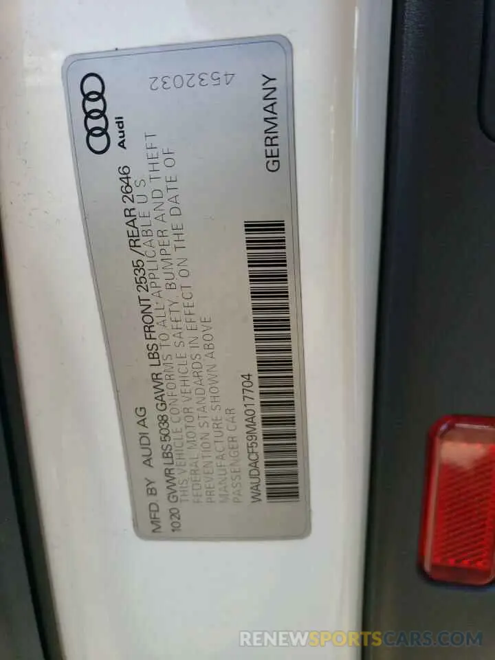 13 fotografías del automóvil dañado WAUDACF59MA017704 AUDI A5 2021