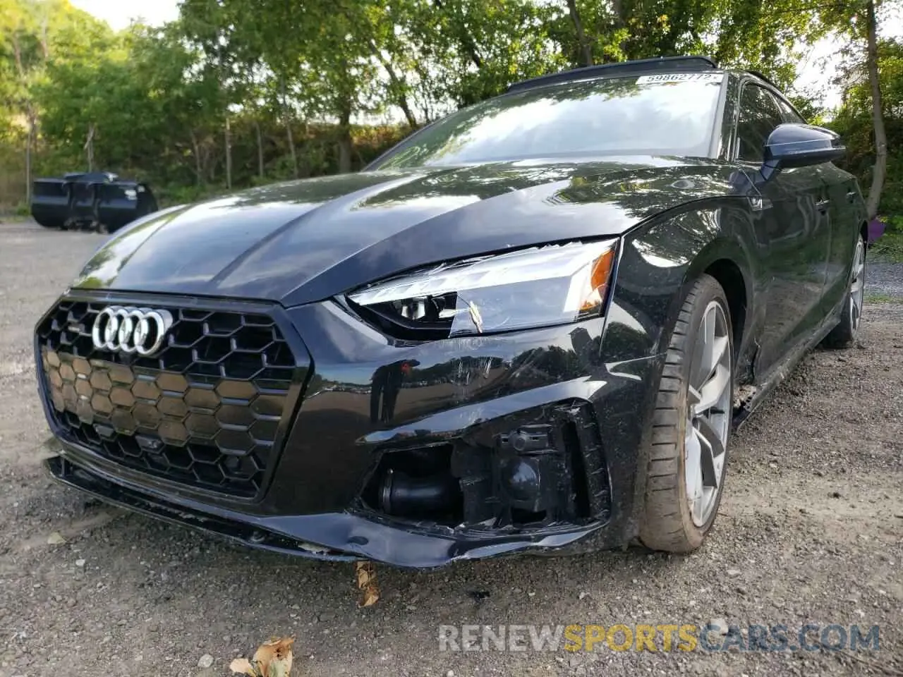2 fotografías del automóvil dañado WAUFACF57MA039550 AUDI A5 2021