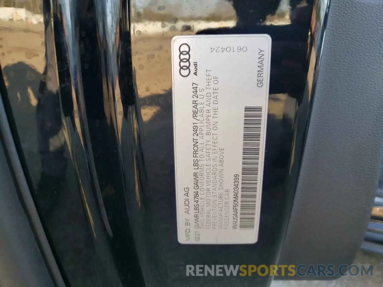 10 fotografías del automóvil dañado WAUSAAF50MA034399 AUDI A5 2021