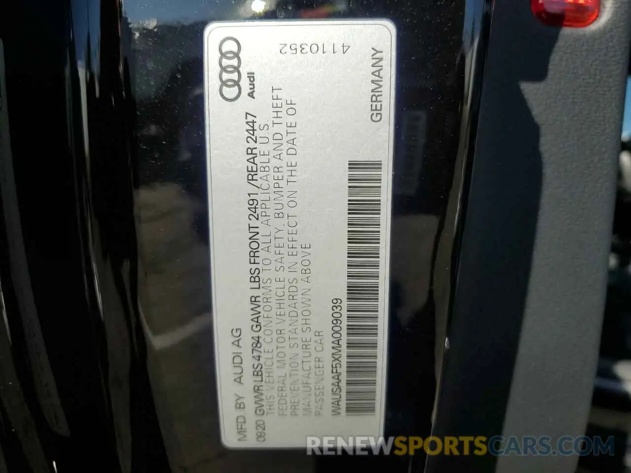 13 fotografías del automóvil dañado WAUSAAF5XMA009039 AUDI A5 2021