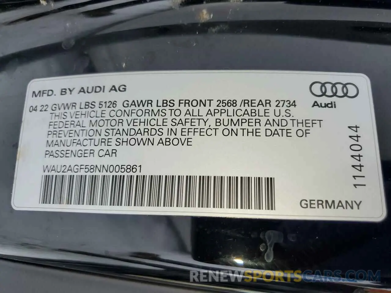 12 fotografías del automóvil dañado WAU2AGF58NN005861 AUDI A5 2022