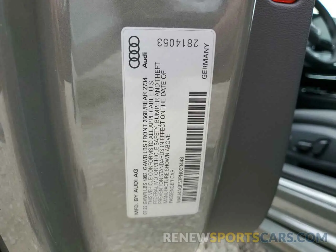 10 fotografías del automóvil dañado WAU4AGF53PN000448 AUDI A5 2023