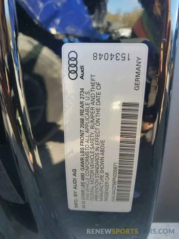 12 fotografías del automóvil dañado WAU4AGF56PN005871 AUDI A5 2023