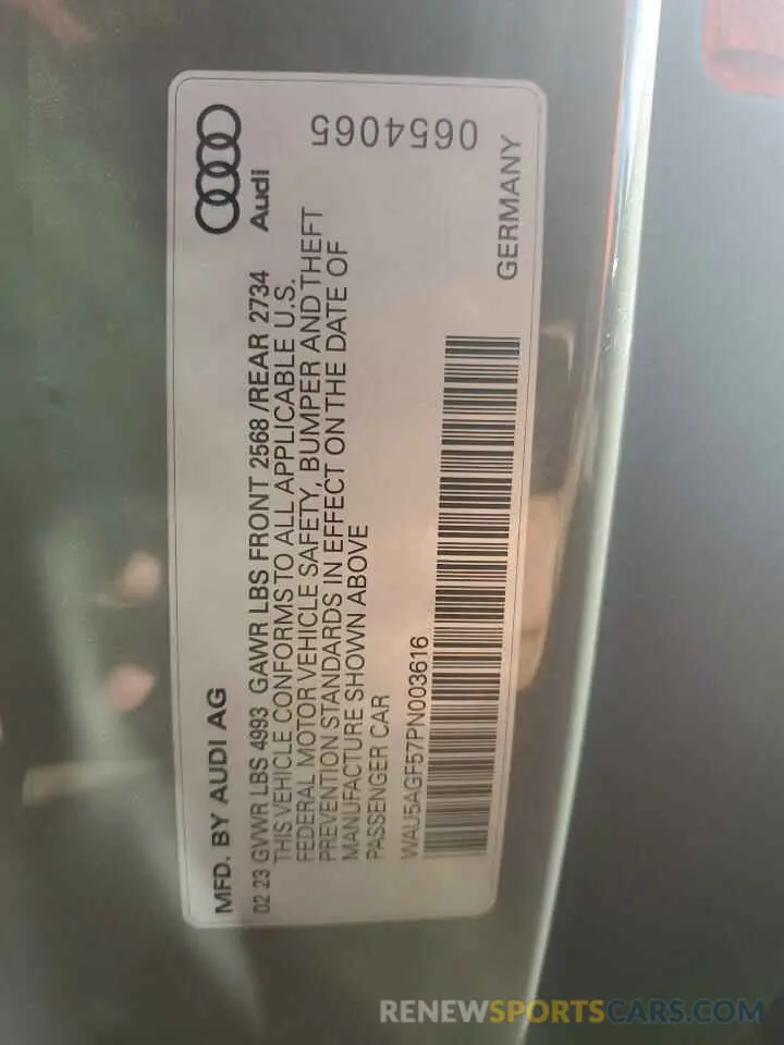 13 fotografías del automóvil dañado WAU5AGF57PN003616 AUDI A5 2023