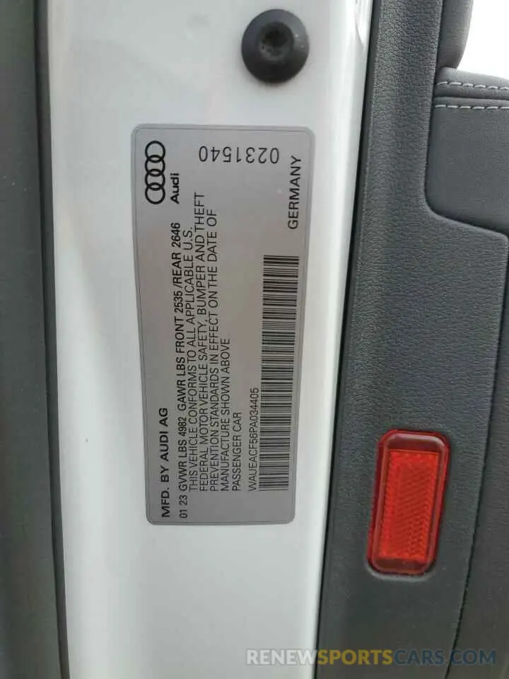 13 fotografías del automóvil dañado WAUEACF56PA034405 AUDI A5 2023