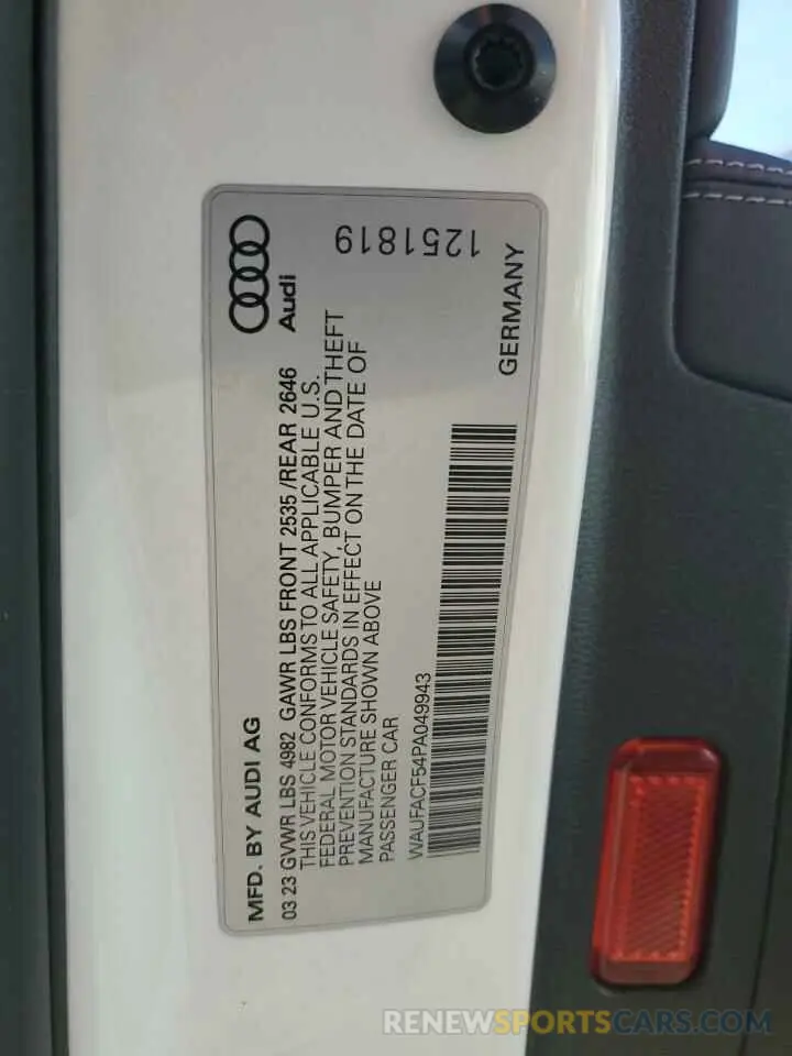 13 fotografías del automóvil dañado WAUFACF54PA049943 AUDI A5 2023