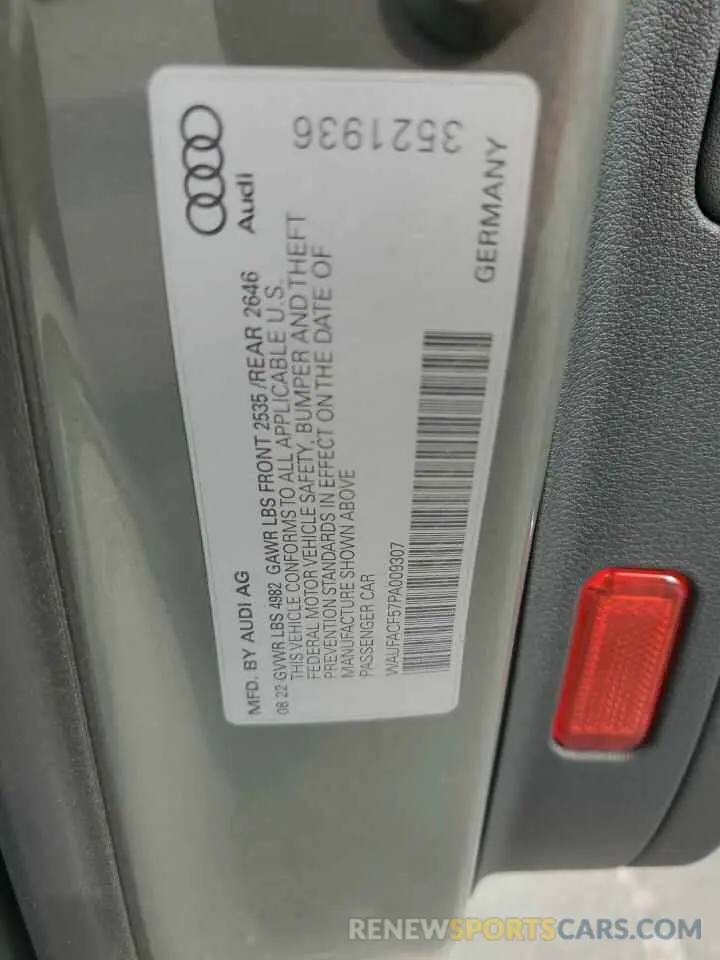 14 fotografías del automóvil dañado WAUFACF57PA009307 AUDI A5 2023