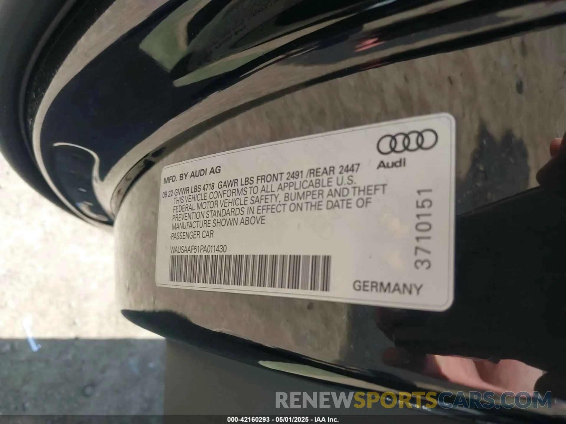 9 fotografías del automóvil dañado WAUSAAF51PA011430 AUDI A5 2023