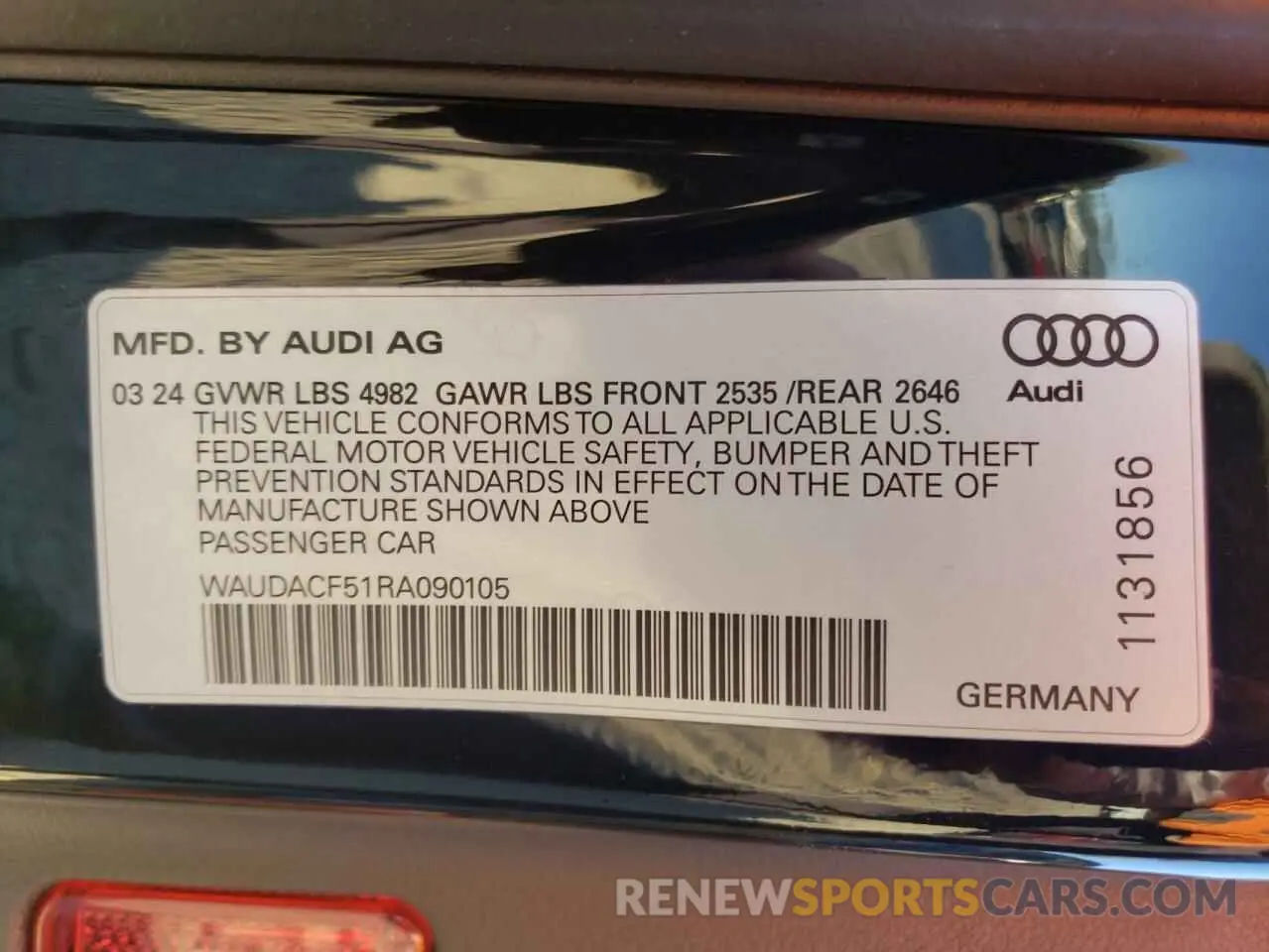 12 fotografías del automóvil dañado WAUDACF51RA090105 AUDI A5 2024