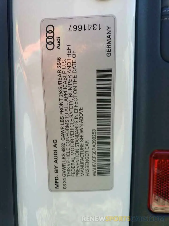 12 fotografías del automóvil dañado WAUFACF50RA098253 AUDI A5 2024
