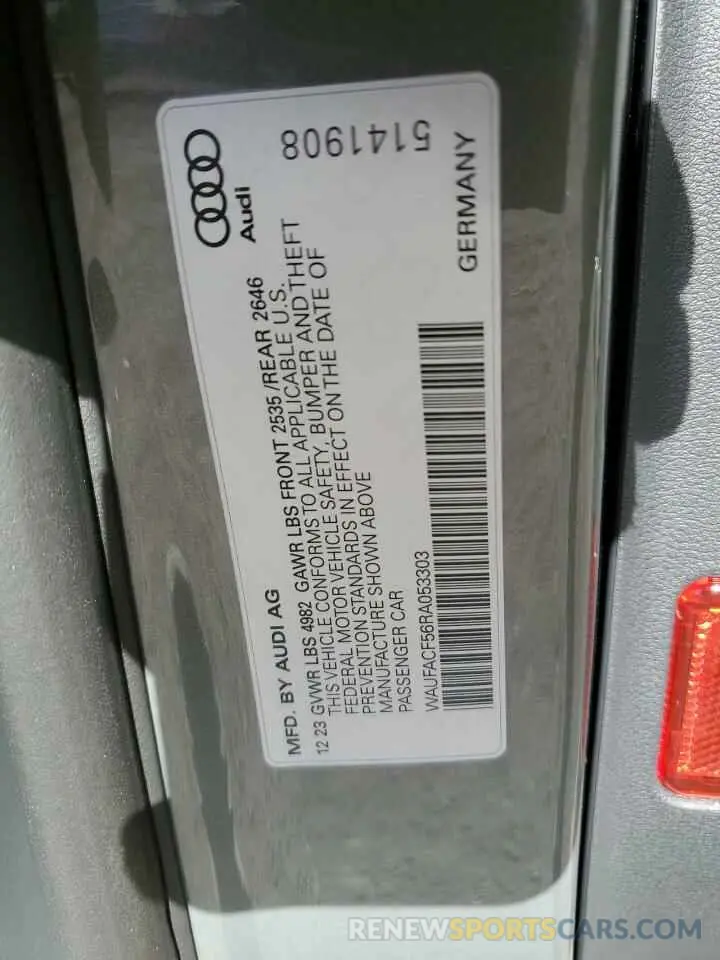 12 fotografías del automóvil dañado WAUFACF56RA053303 AUDI A5 2024