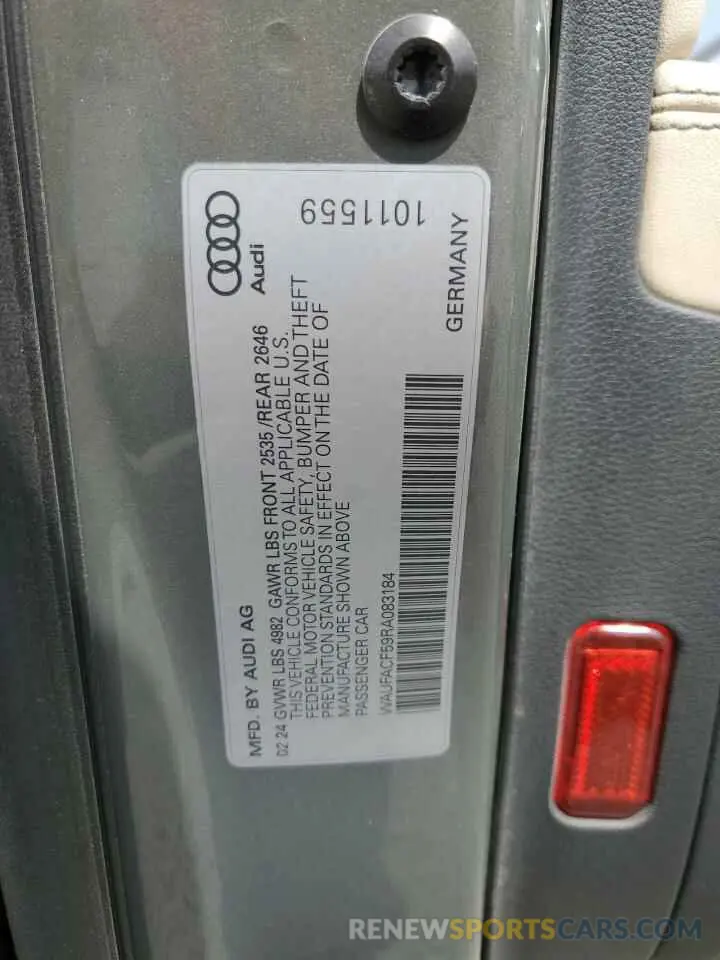 12 fotografías del automóvil dañado WAUFACF59RA083184 AUDI A5 2024