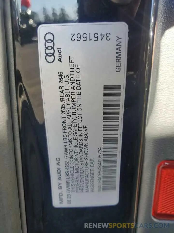 12 fotografías del automóvil dañado WAUFACF5XRA005724 AUDI A5 2024