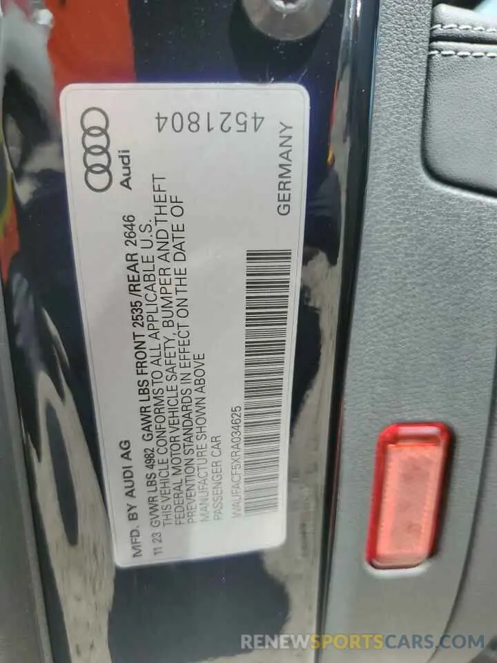 13 fotografías del automóvil dañado WAUFACF5XRA034625 AUDI A5 2024