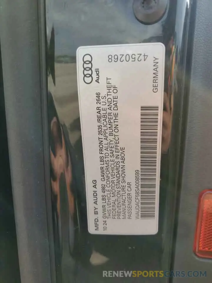 12 fotografías del automóvil dañado WAUDACF58SA008599 AUDI A5 2025