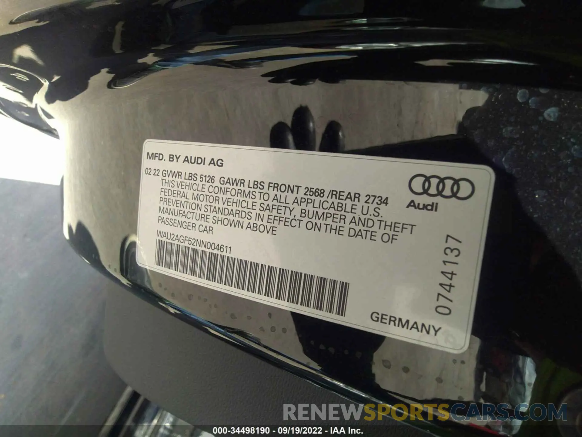 9 fotografías del automóvil dañado WAU2AGF52NN004611 AUDI A5 CABRIOLET 2022