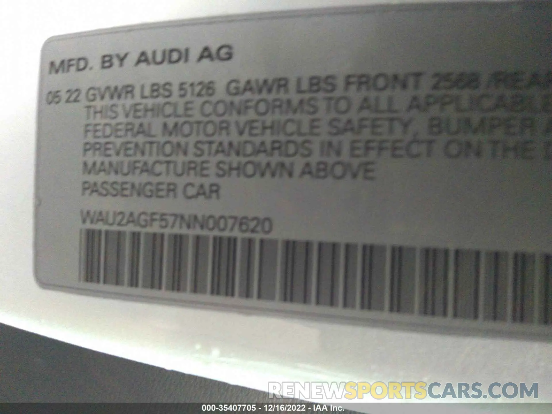 9 fotografías del automóvil dañado WAU2AGF57NN007620 AUDI A5 CABRIOLET 2022