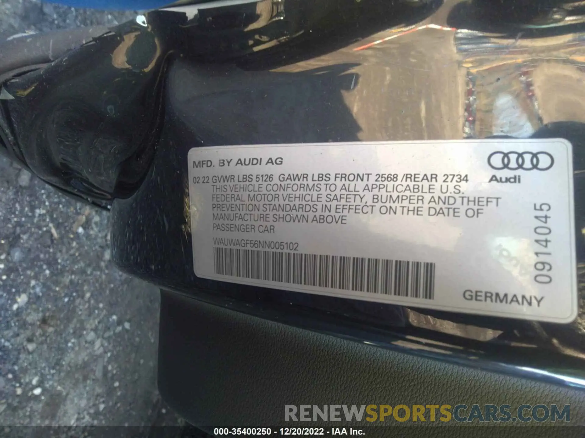 9 fotografías del automóvil dañado WAUWAGF56NN005102 AUDI A5 CABRIOLET 2022