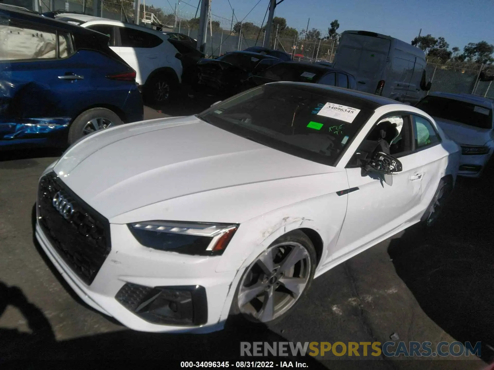 2 fotografías del automóvil dañado WAUTAAF59MA044353 AUDI A5 COUPE 2021