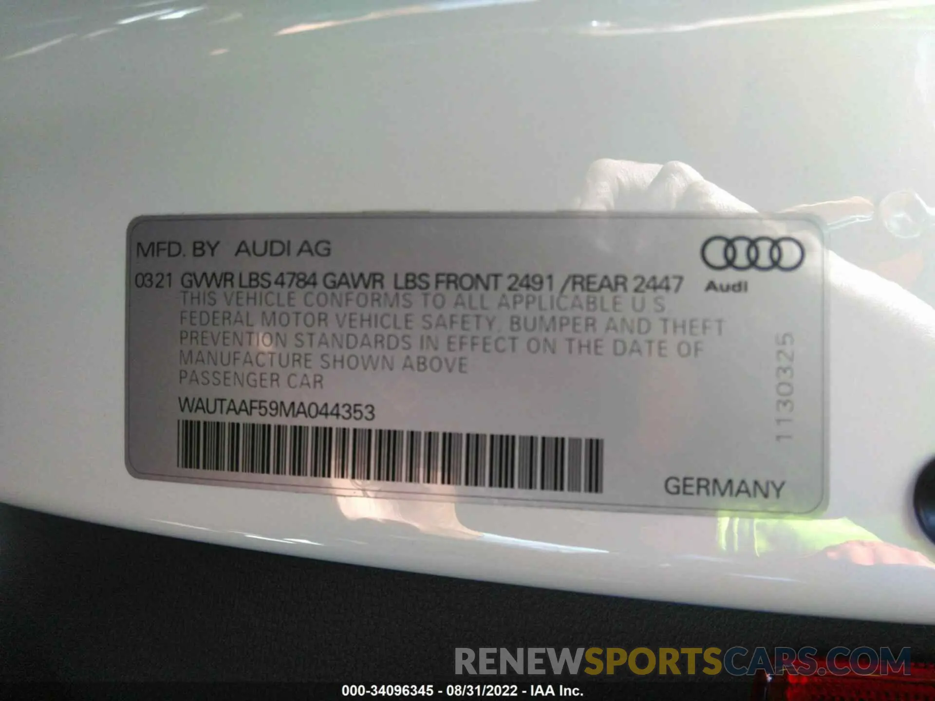 9 fotografías del automóvil dañado WAUTAAF59MA044353 AUDI A5 COUPE 2021