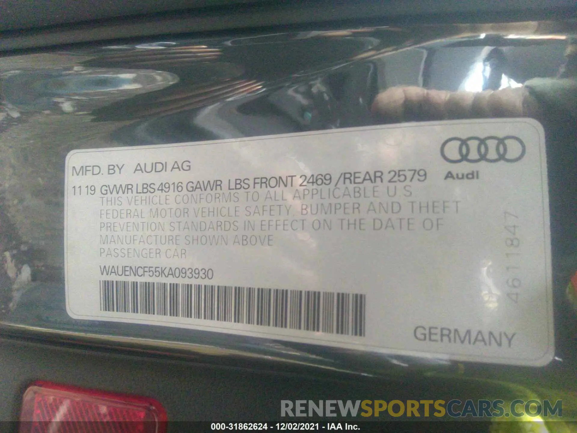9 fotografías del automóvil dañado WAUENCF55KA093930 AUDI A5 SPORTBACK 2019