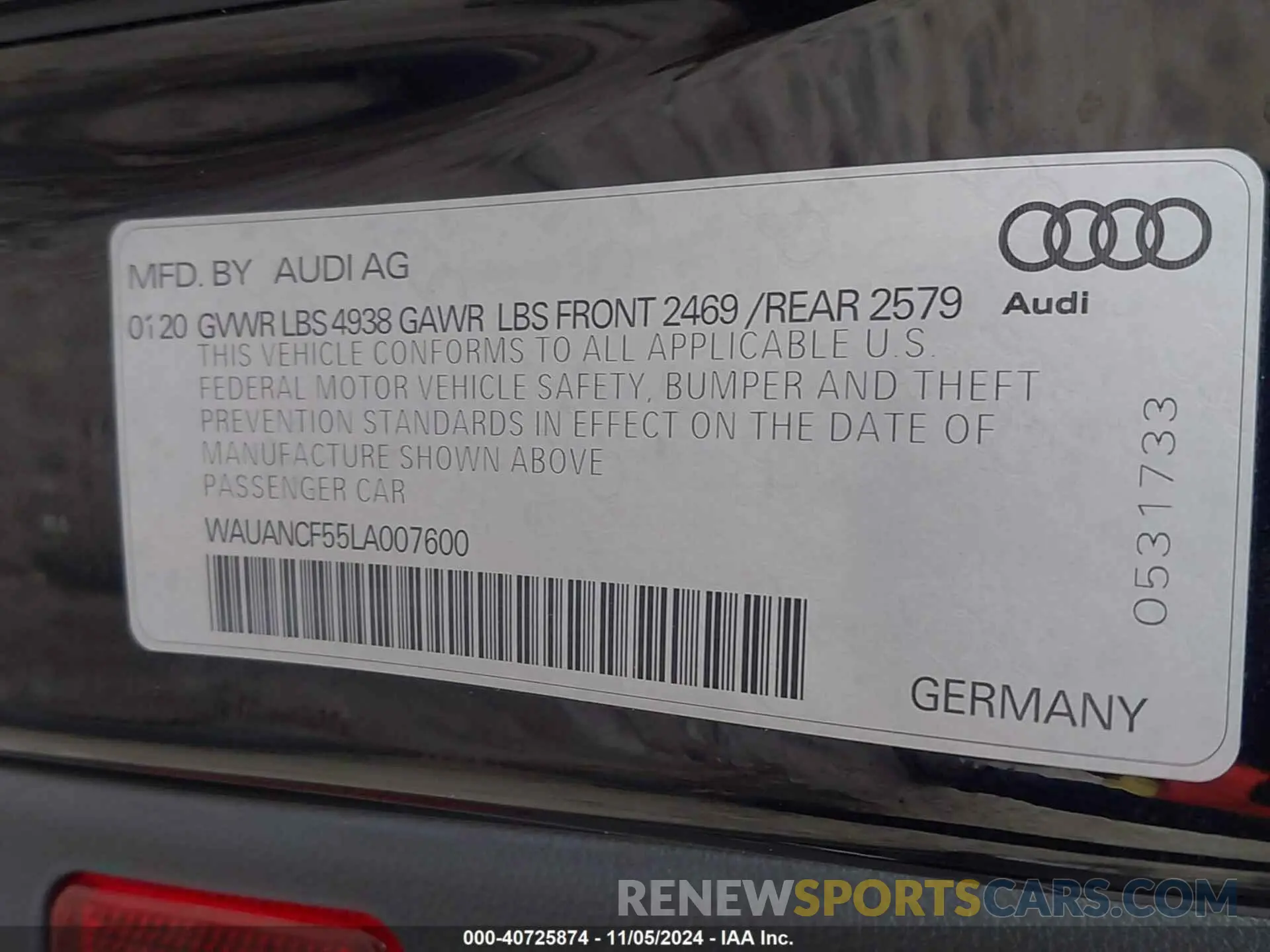 9 fotografías del automóvil dañado WAUANCF55LA007600 AUDI A5 SPORTBACK 2020
