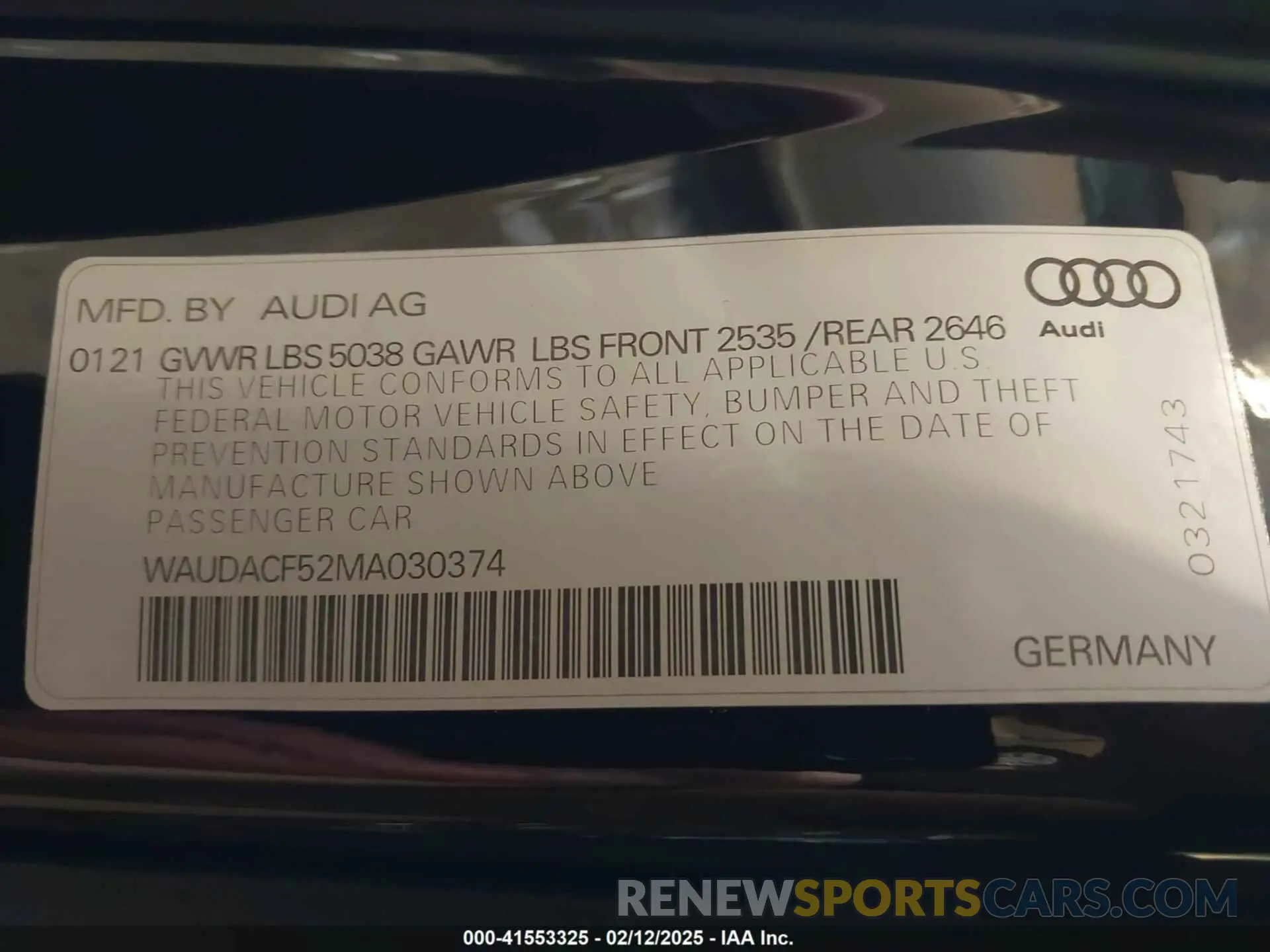 9 fotografías del automóvil dañado WAUDACF52MA030374 AUDI A5 SPORTBACK 2021