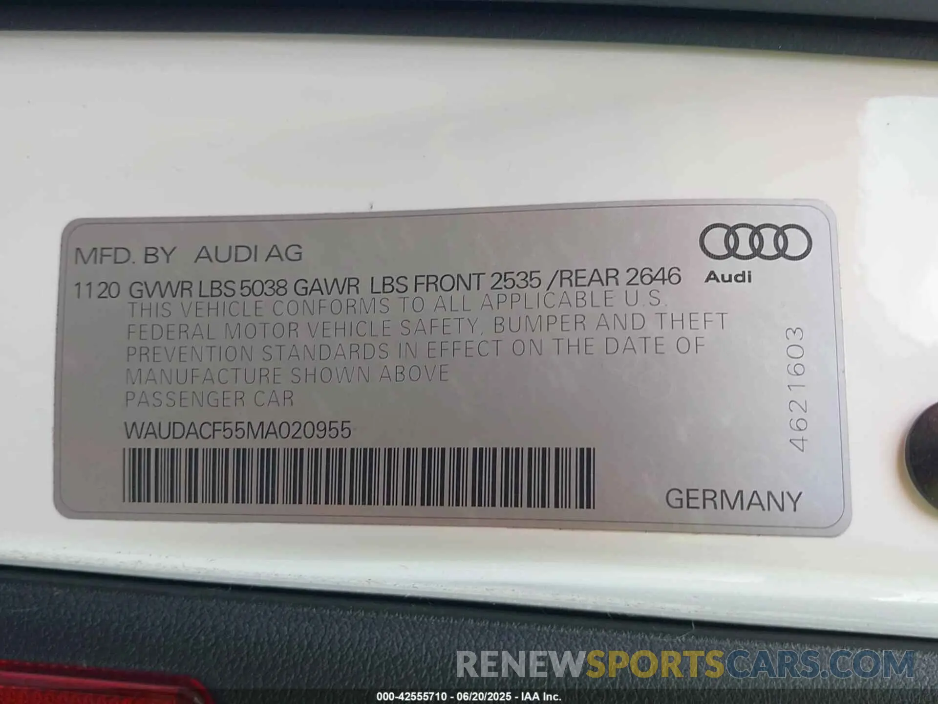 9 fotografías del automóvil dañado WAUDACF55MA020955 AUDI A5 SPORTBACK 2021