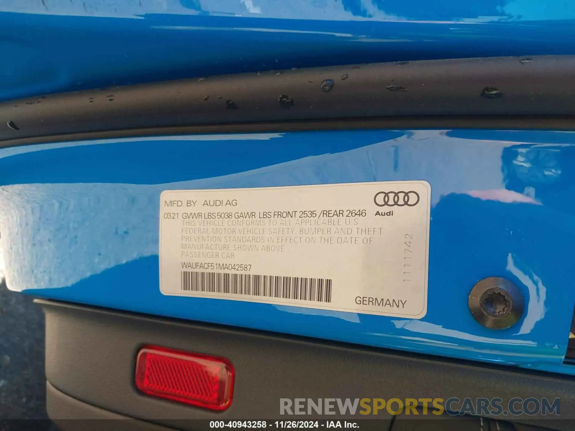 9 fotografías del automóvil dañado WAUFACF51MA042587 AUDI A5 SPORTBACK 2021