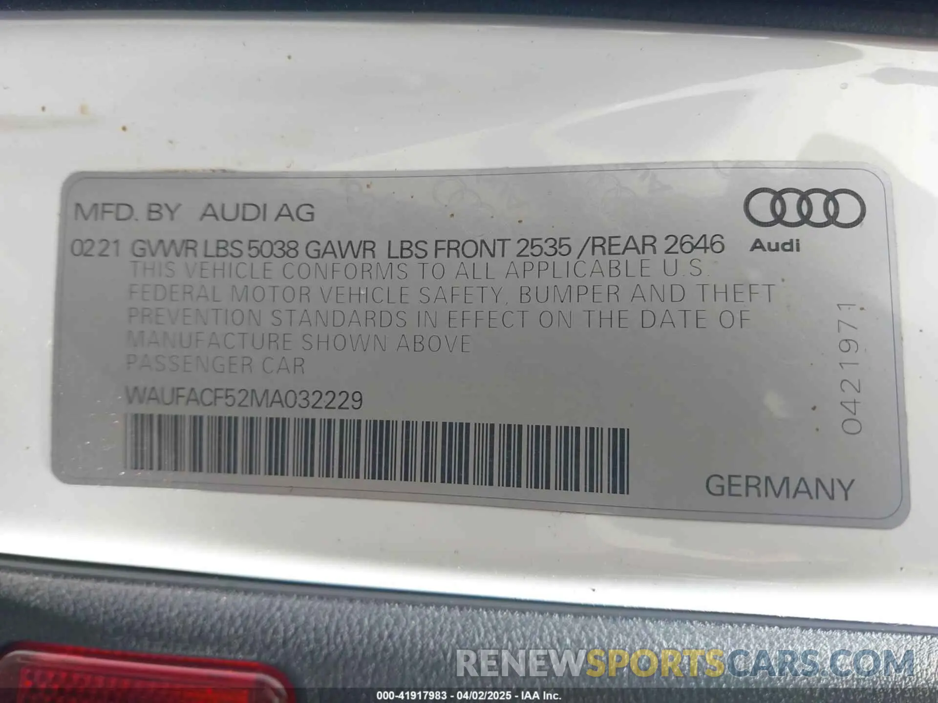 9 fotografías del automóvil dañado WAUFACF52MA032229 AUDI A5 SPORTBACK 2021