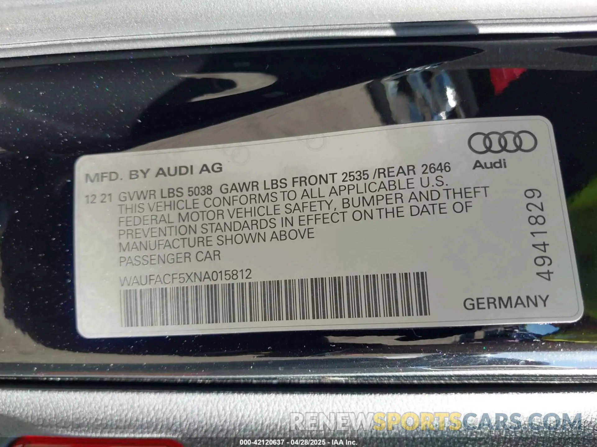 9 fotografías del automóvil dañado WAUFACF5XNA015812 AUDI A5 SPORTBACK 2022