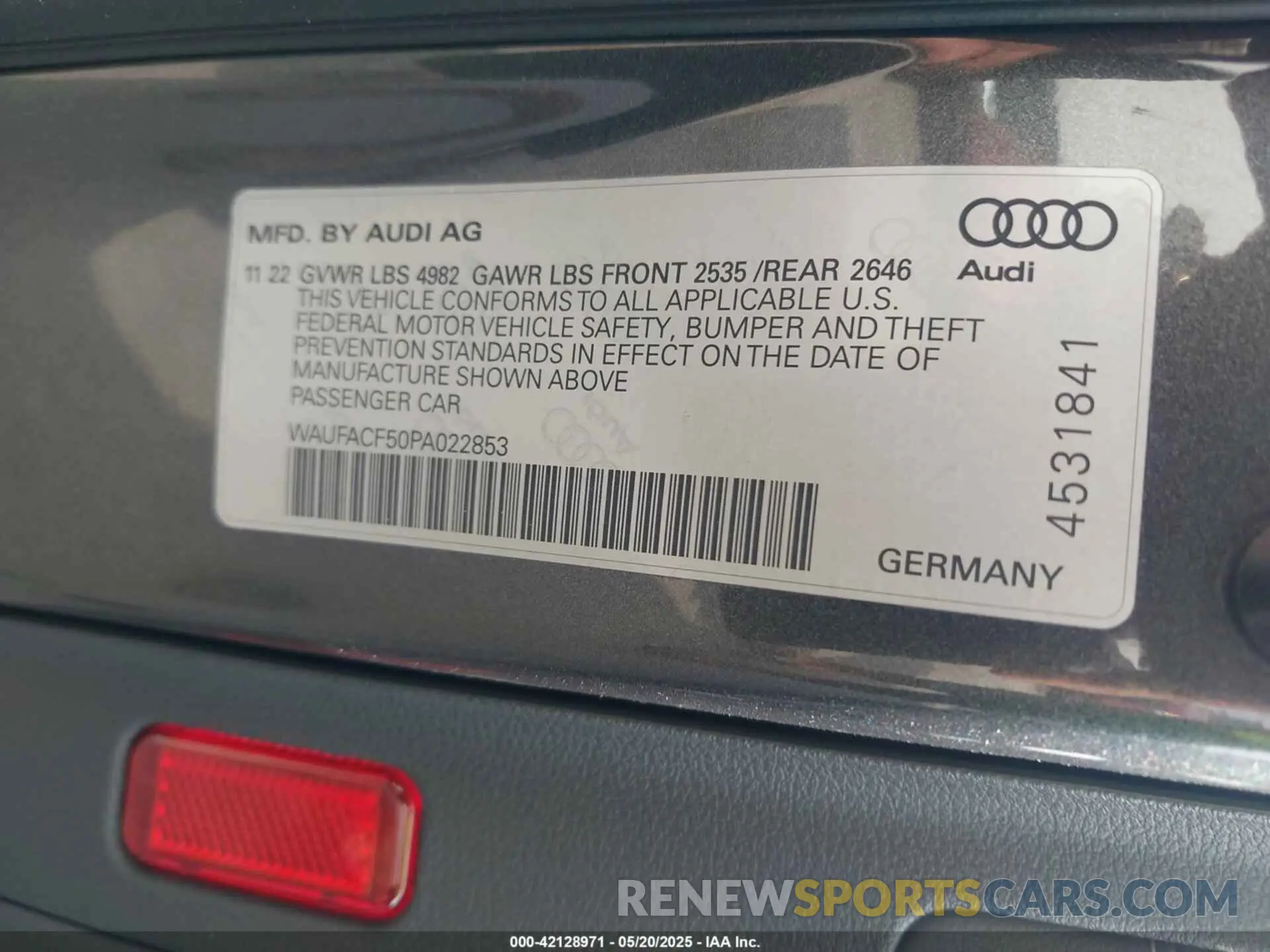 9 fotografías del automóvil dañado WAUFACF50PA022853 AUDI A5 SPORTBACK 2023