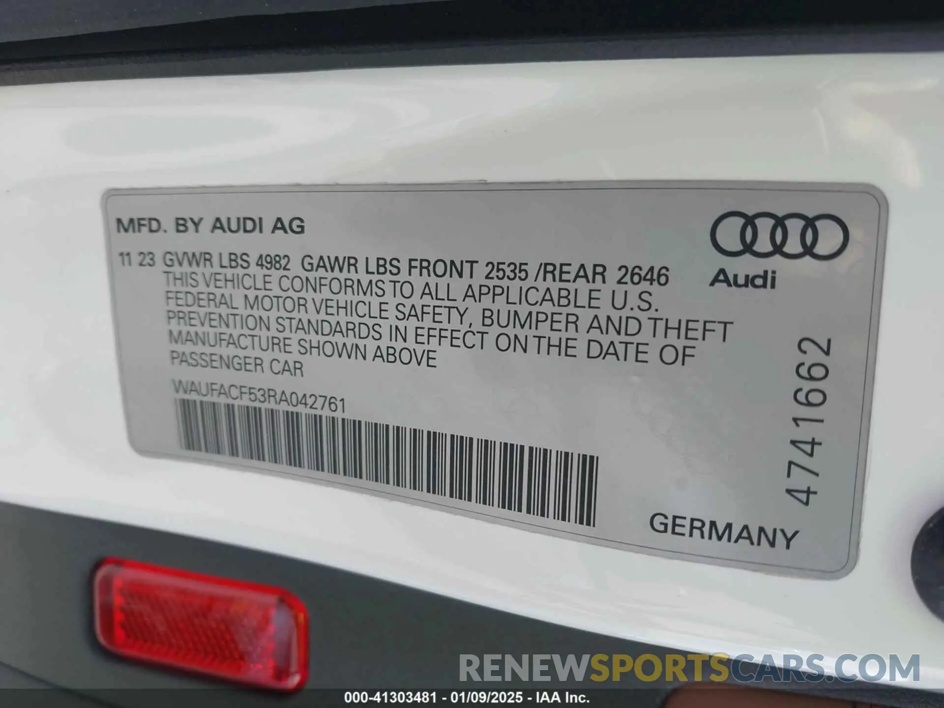 9 fotografías del automóvil dañado WAUFACF53RA042761 AUDI A5 SPORTBACK 2024