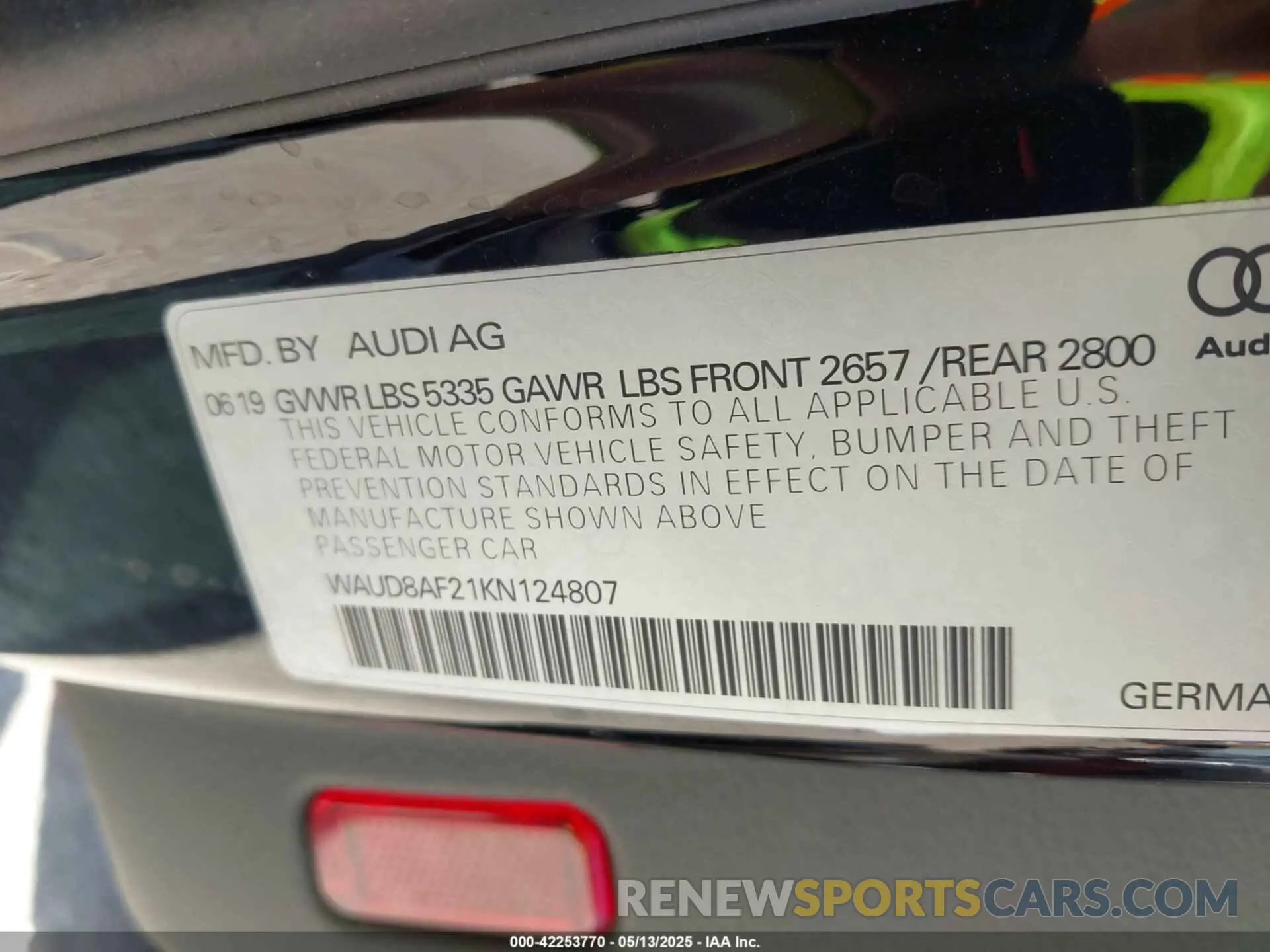 9 fotografías del automóvil dañado WAUD8AF21KN124807 AUDI A6 2019