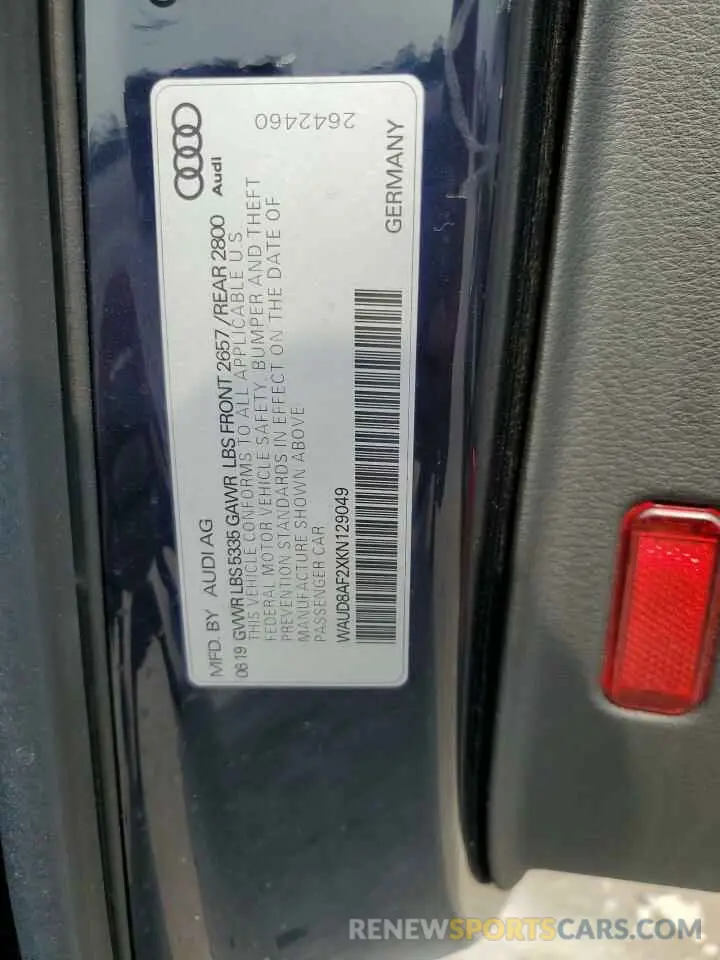 12 fotografías del automóvil dañado WAUD8AF2XKN129049 AUDI A6 2019