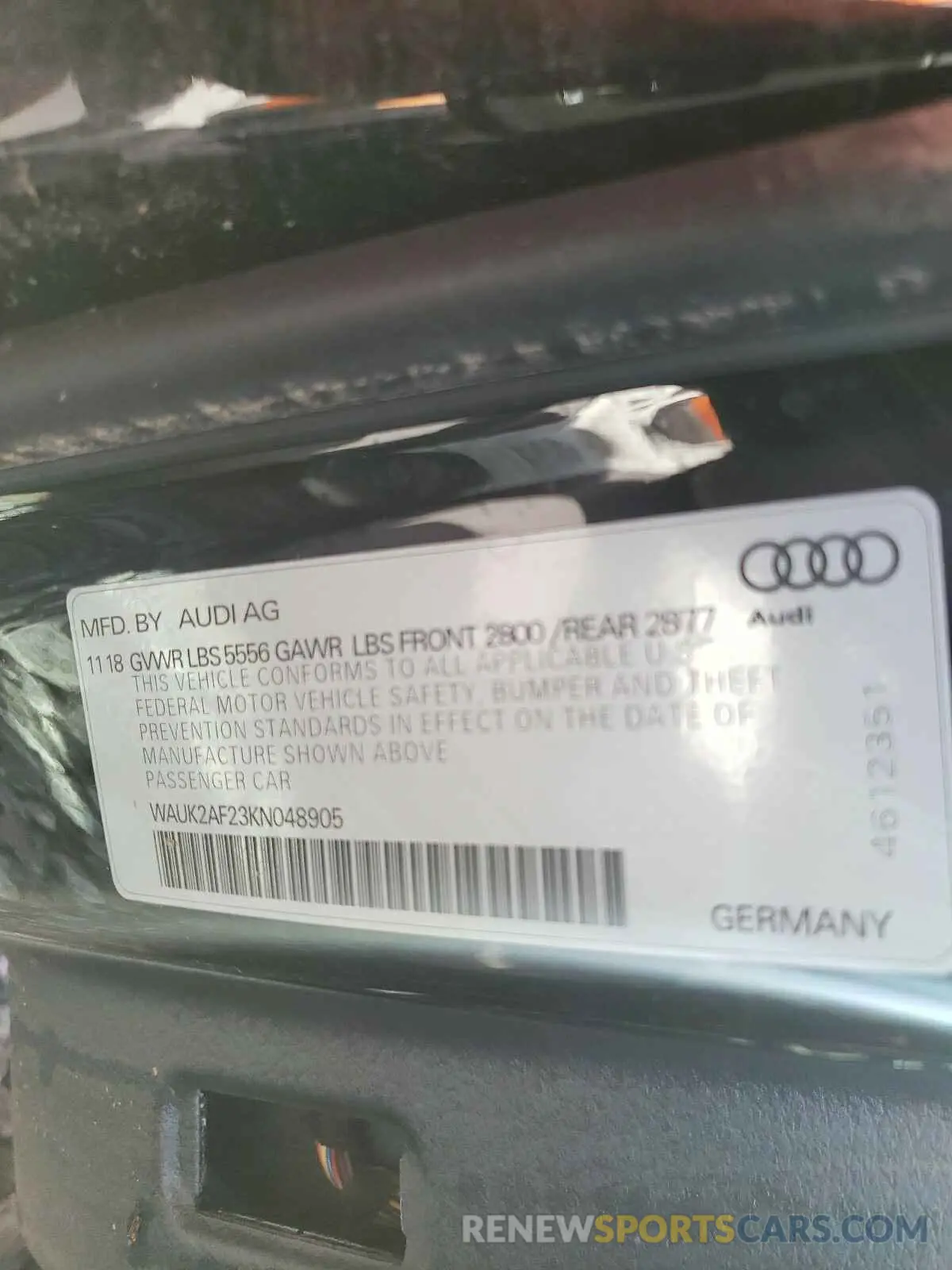 10 fotografías del automóvil dañado WAUK2AF23KN048905 AUDI A6 2019