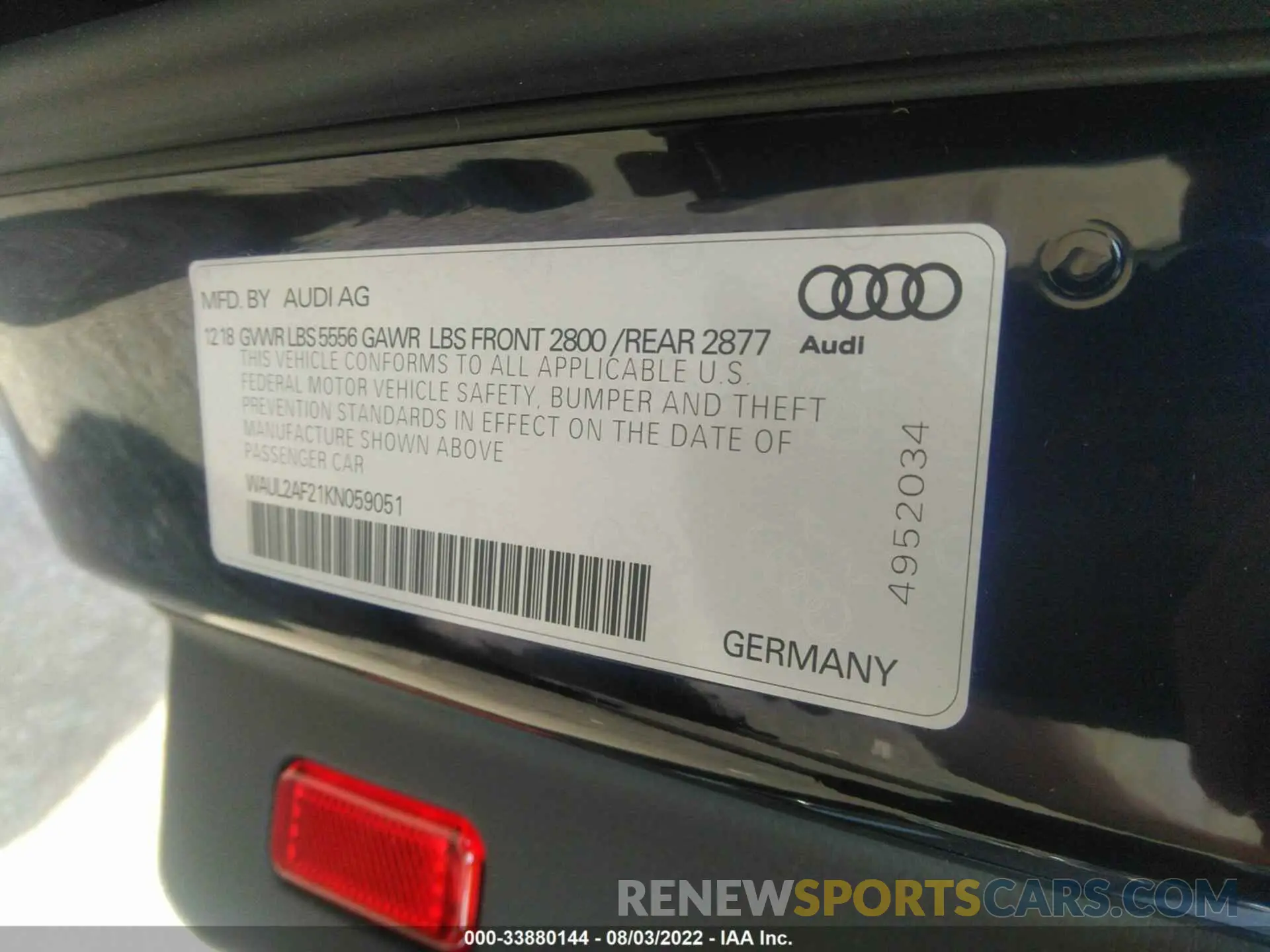 9 fotografías del automóvil dañado WAUL2AF21KN059051 AUDI A6 2019