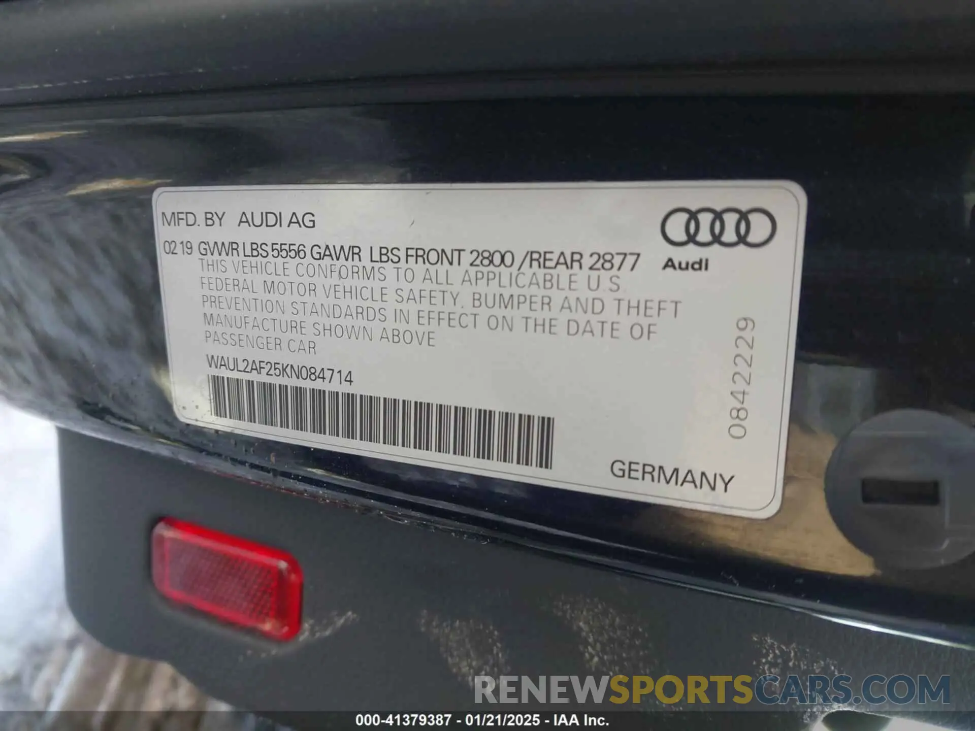 9 fotografías del automóvil dañado WAUL2AF25KN084714 AUDI A6 2019