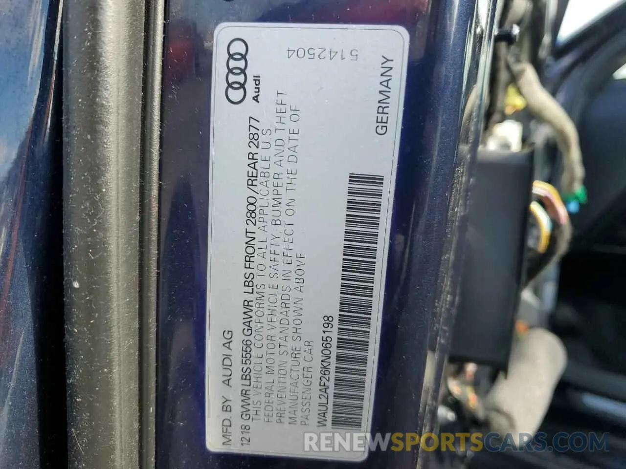 13 fotografías del automóvil dañado WAUL2AF26KN065198 AUDI A6 2019