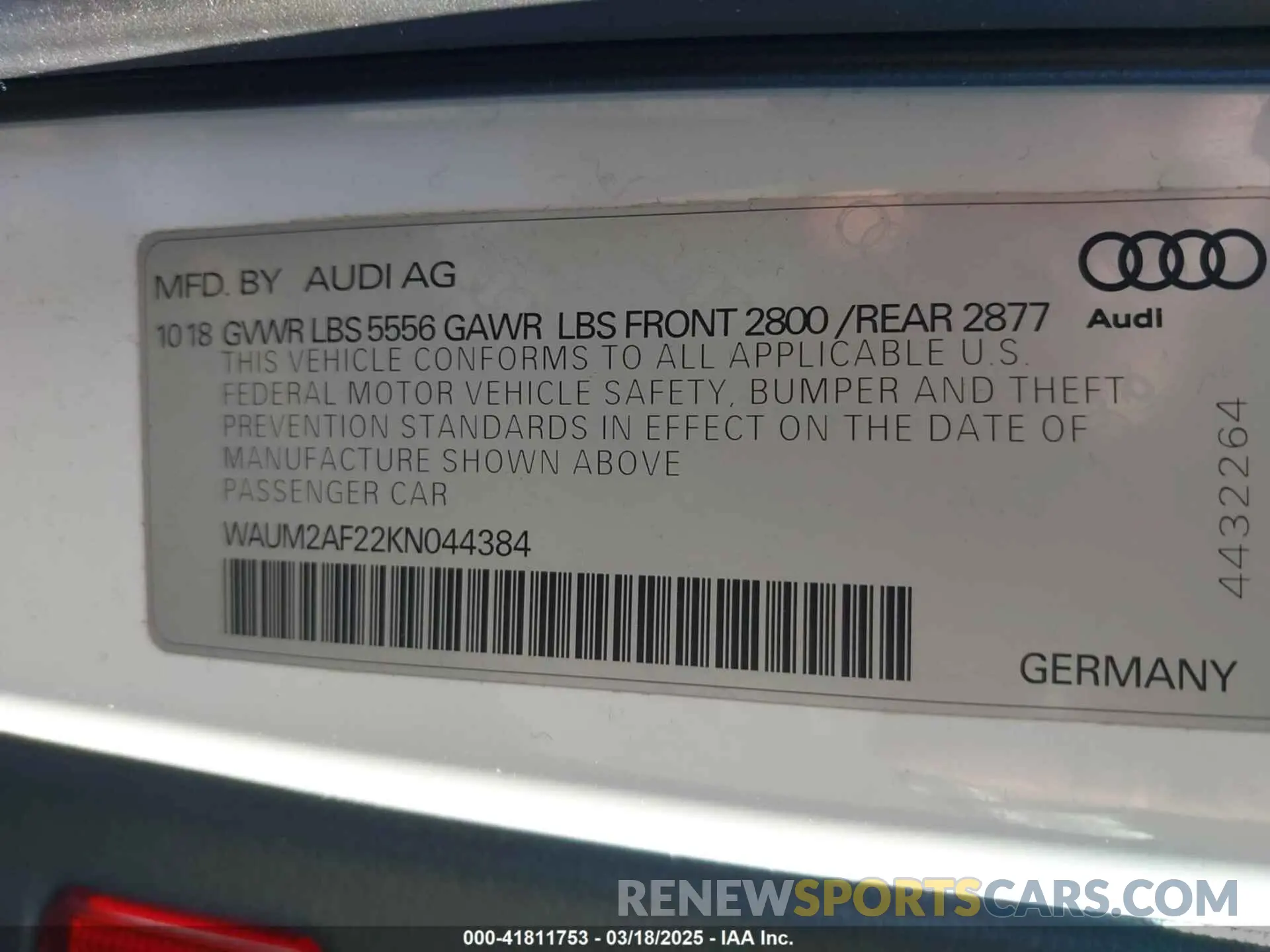 9 fotografías del automóvil dañado WAUM2AF22KN044384 AUDI A6 2019