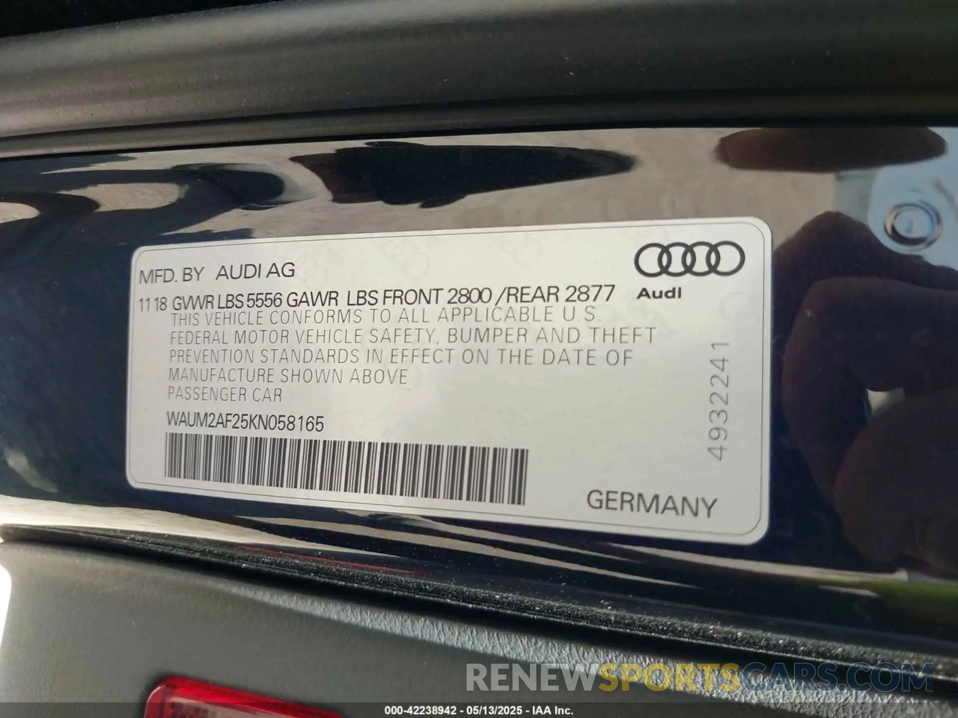9 fotografías del automóvil dañado WAUM2AF25KN058165 AUDI A6 2019