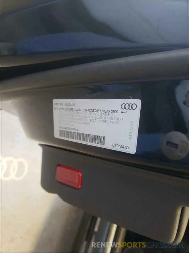 10 fotografías del automóvil dañado WAUD8AF29LN027405 AUDI A6 2020