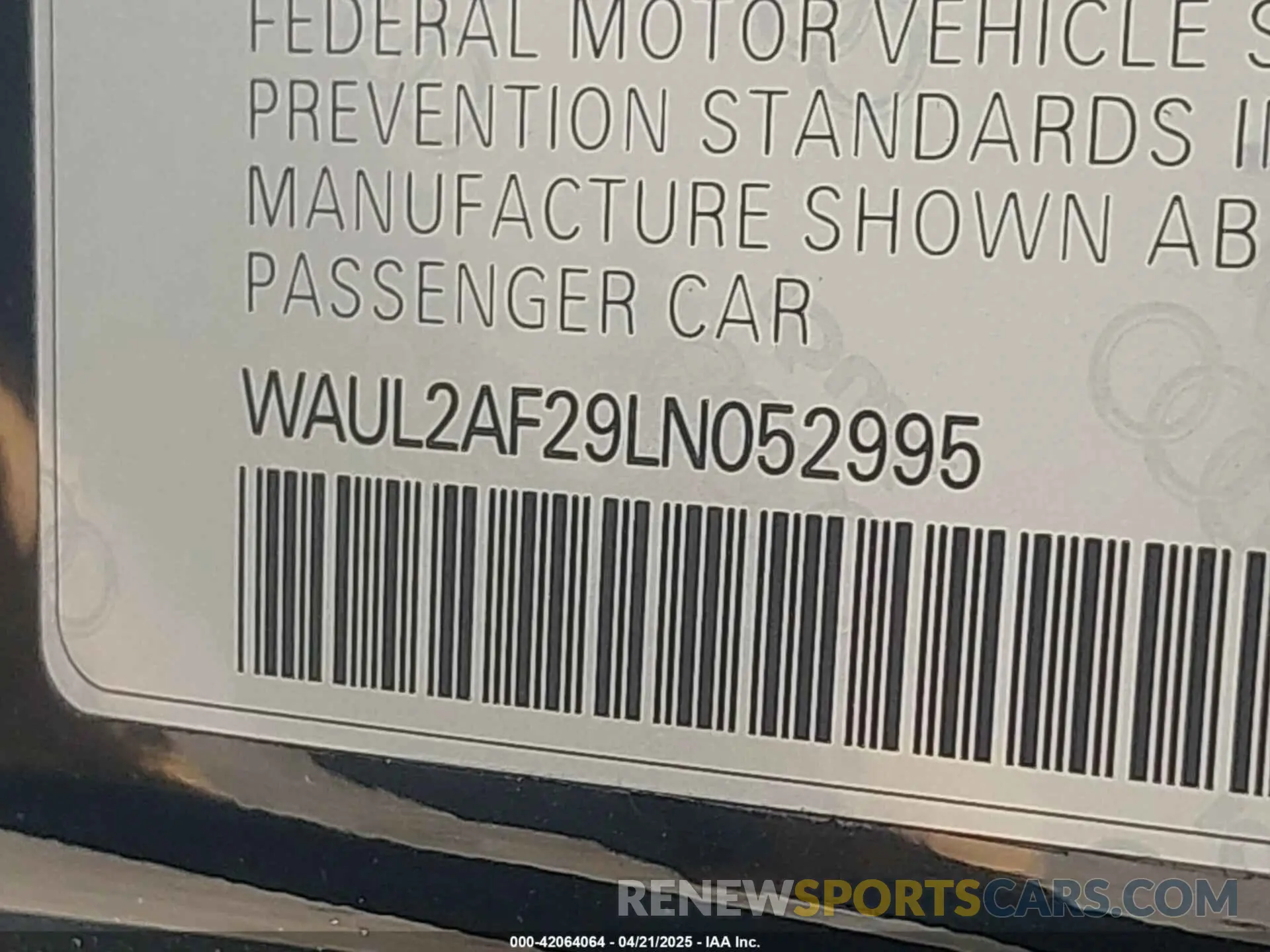 9 fotografías del automóvil dañado WAUL2AF29LN052995 AUDI A6 2020